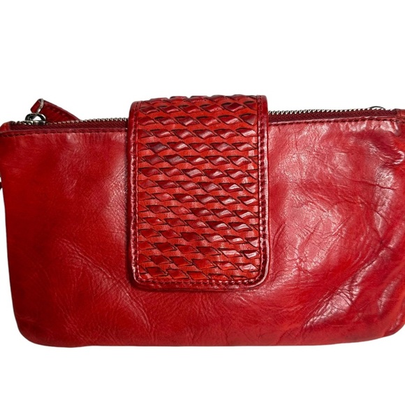 Anthropologie Vilenca Holland Rustic Red Woven Leather Convertible Crossbody - Picture 6 of 9